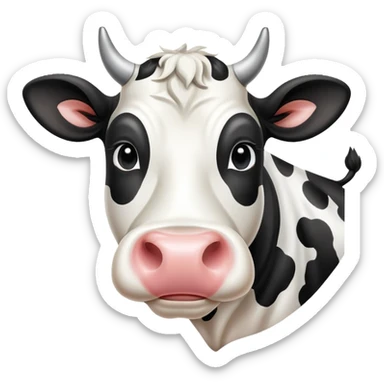 happy spotted dairy cow sticker