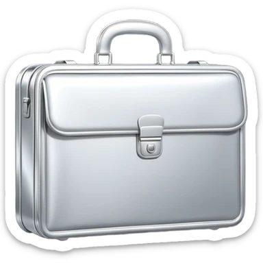 A luxury briefcase emoji made of polished silver chrome, smooth rectangular shape, metallic reflections, minimal high-end design, swag business aesthetic, iOS emoji style, centered, clean white background
 sticker