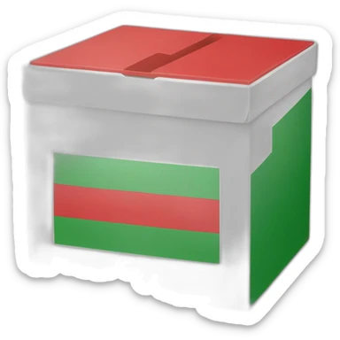 box, which is divided into two parts by the colors of the flag of Belarus on one side, and the colors of the flag of Poland on the other side. sticker