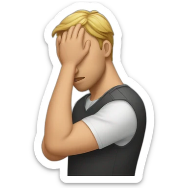 A man who puts his hand on his forehead sticker