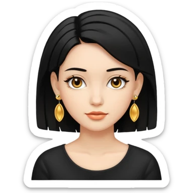girl with bob black hairstyle and big designed earrings sticker