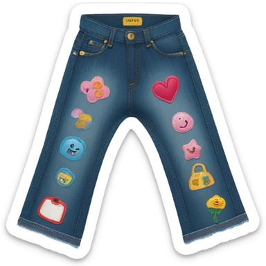 bell bottom jeans with cute patches sticker
