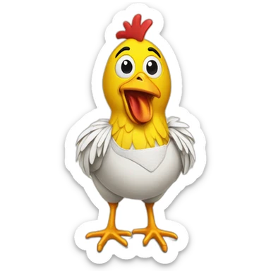 Chica is a yellow animatronic chicken with a bib sticker