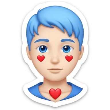 A heart face with blue hearts around it  sticker