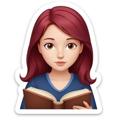 A beautiful, burgundy haired girl reading a book sticker