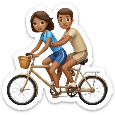 create two people,ride bike, and play game sticker