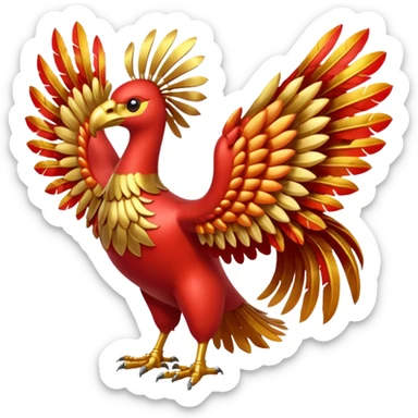Pokemon red and green legendary Ho-Oh sticker