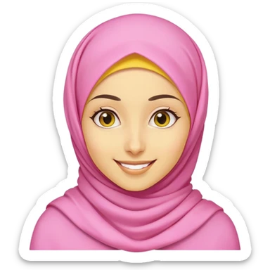 "- Nữ
- 25 tuổi
- Da vàng
- Đầu đội khăn Hijab hồng
- Cười mỉm
" sticker