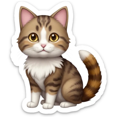 full body small short hair dark brown and white cat with hazel eyes sticker