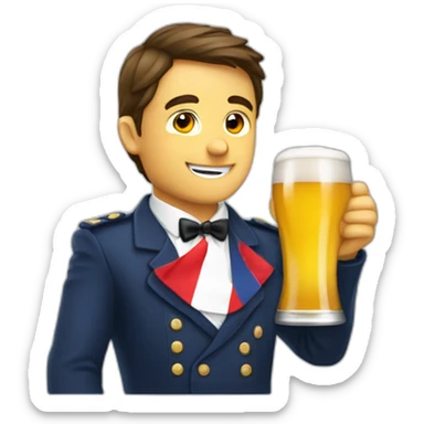 Moi buvant une bière avec un drapeau français sur les épaules  sticker