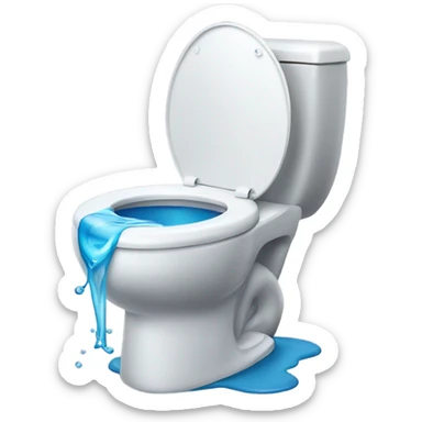 A toilet squirting water out of the lid sticker