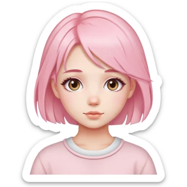 cute soft girl with blush and pastel pink hair sticker