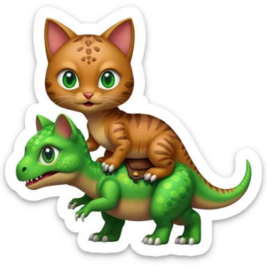 Dino riding kitten with lazer eyes sticker