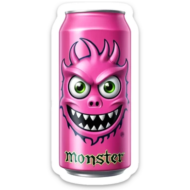 Pink monster energy drink with the logo of original monster company energy drink do not add the face in it just normal monster can  sticker
