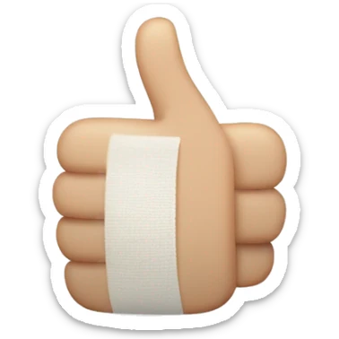 Thumbs up with half of a thumb in bandage sticker