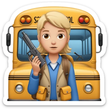 Person with gun on school bus sticker