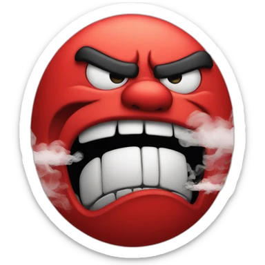 Red angry face with smoke coming out of the nose sticker