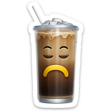 Iced coffee in a libbey cup (beer glass can) with bamboo lids and straw. No face or smiley sticker