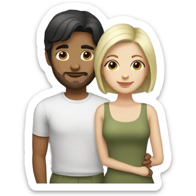 white and olive skinned couple. Man has short hair, woman has shoulder length black hair sticker