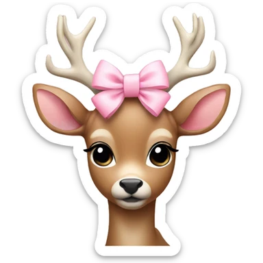 deer with baby pink bows sticker