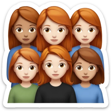 one ginger girl two brown haired girls sticker
