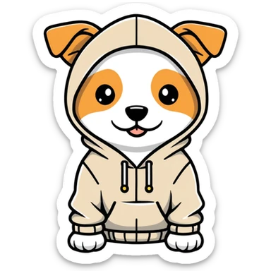 Dog wearing a hoodie  sticker