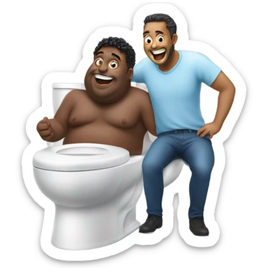 Skibidi toilet eating Oreos with a fat guy sticker