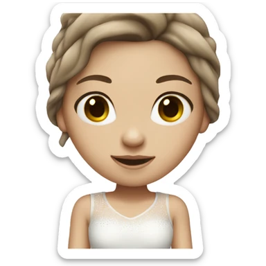 Ice skater girl with white skin, brown hair cute outfit sticker