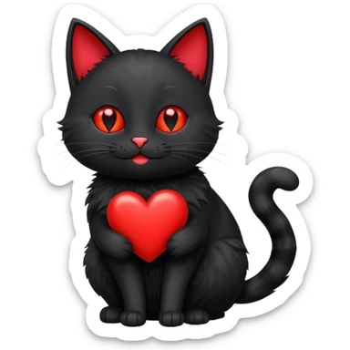 Magic cat with happy red heart with a late sticker