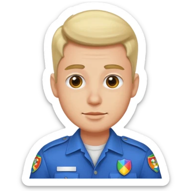 Gay guy wearing a badge sticker