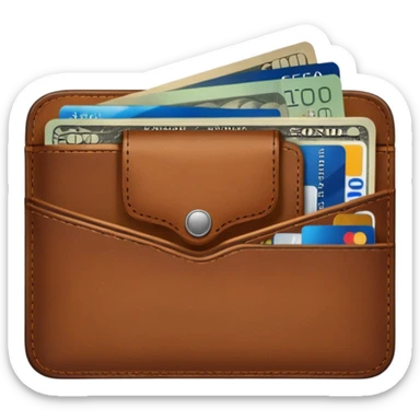 portefeuille marron avec quelques billets et carte bancaire sticker