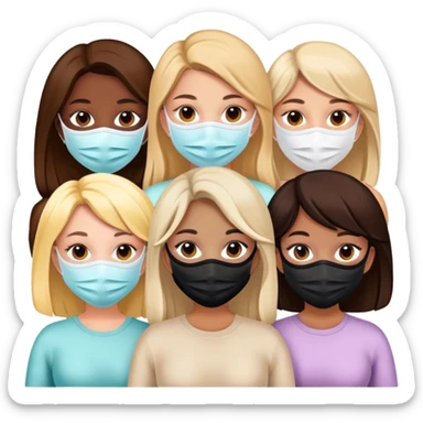 Chicas con mascarillas sticker