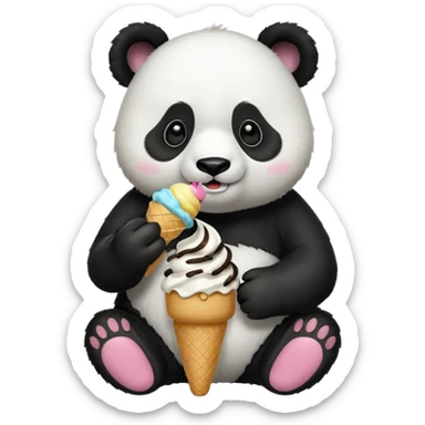 Panda eating ice cream sticker