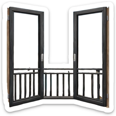 balcony with doors made out of wood sticker