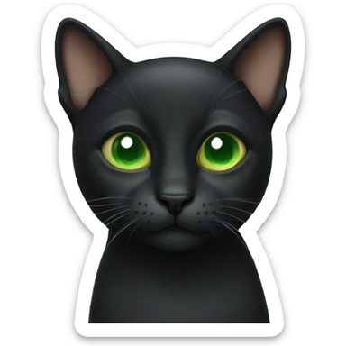 Black male cat with green eyes with mouth slightly open sticker