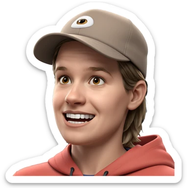 realistic portrait of boy wearing hat sticker