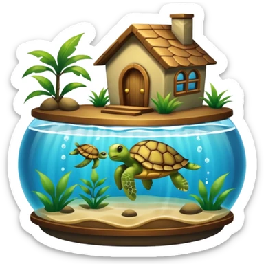pet turtle in water house sticker