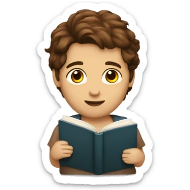 human with brown hair holding a book  sticker