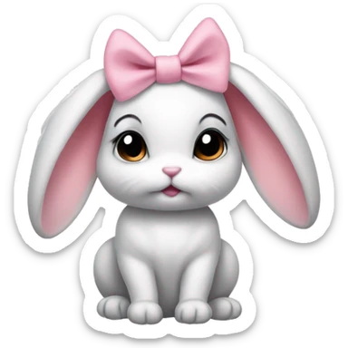 Baby bunny with coquette bow on ear sticker