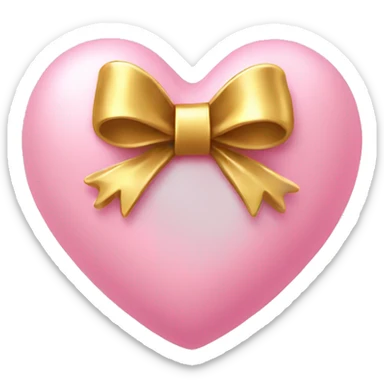 baby pink heart with a gold bow sticker