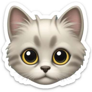 A dometic long hair kitten with super round and big eyes sticker
