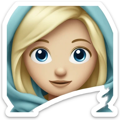 Blond girl with blue eyes with blanket sticker