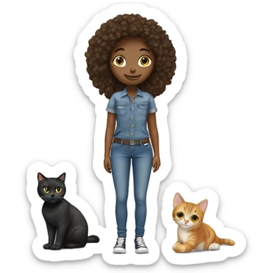girl with cat in jeans sticker