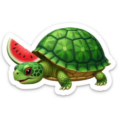 A REALLY cute turtle eating watermelon sticker