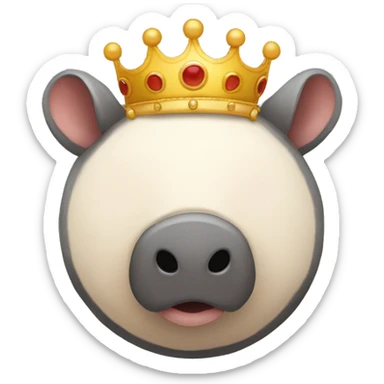 Black chubby round armadillo pig panda centipede armadillo wearing a crown sticker