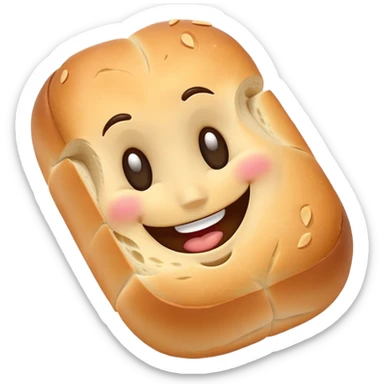 French bread with a happy face sticker