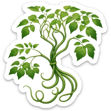 A slender creature with skin patterned like dappled sunlight through leaves, possessing elongated arms that split into multiple vine-like appendages capable of rapid growth and contraction.

 sticker