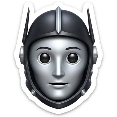 black knight satellite, cartoon face, cosmic background sticker