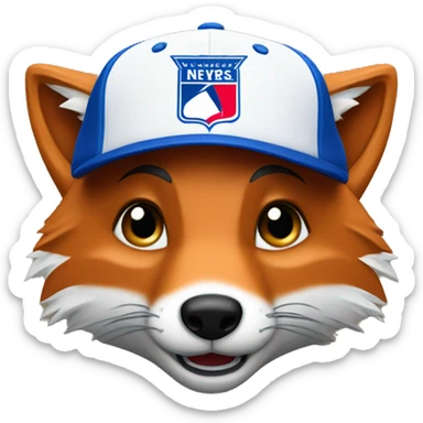 Fox wearing New York Rangers cap sticker