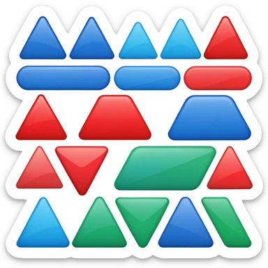 Red triangle , green rectangle , blue oval collage sticker